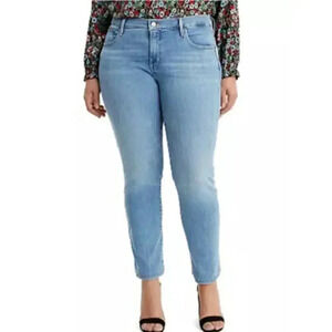 Levis Strauss Signature Mid Rise Slim Jeans Light Wash Blue Skinny Cropped 16 L